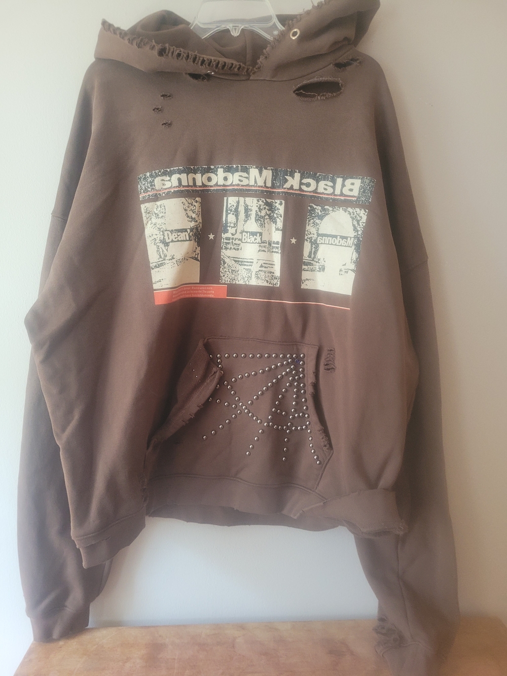 Black Madonna Distressed Hoodie